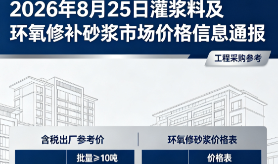 武胜2026年8月25日灌浆料及环氧修补砂浆市场价格信息通报